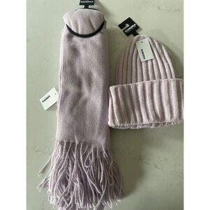 SONOMA GOODS FOR LIFE Ribbed Beanie Hat & Oblong Scarf Set Lilac Purple Cozy NWT
